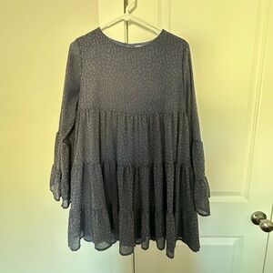 Altar'd State Women's Blue Anthropologie Tiered Babydoll Dress Peasant Boho Sz S